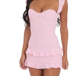 Lucy in the Sky - Bubble Gum pink ruffle bodycon dress